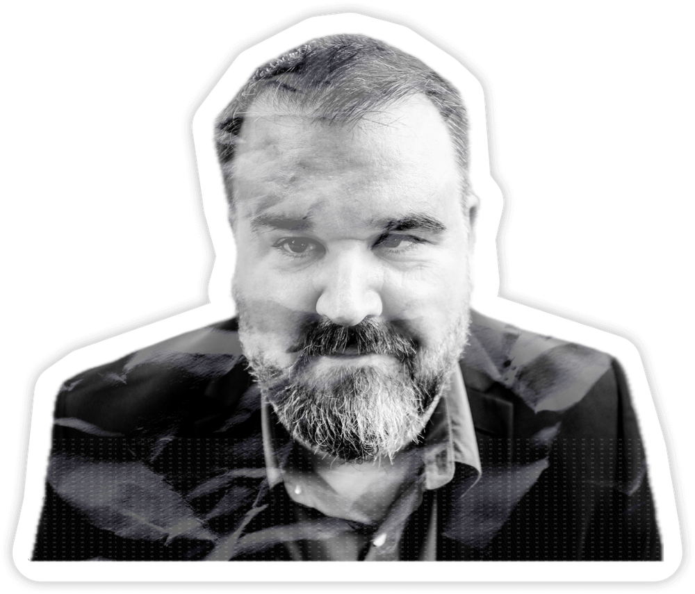 Mark in a black-and-white paper sticker form